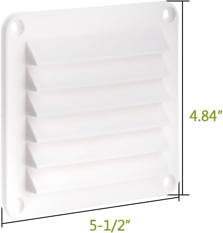 VTurboWay 2 Pcs 5-1/2" Louvered Flush Plastic Thru Vent for Caravan, Marine Boat Vent, White, Free Installation Screws - Image 2
